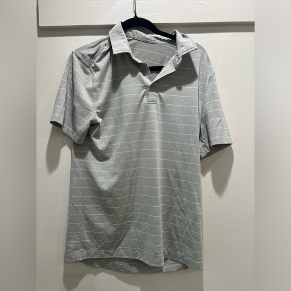 Lululemon Athletica Light Gray Striped Polo Shirt - Picture 1 of 5